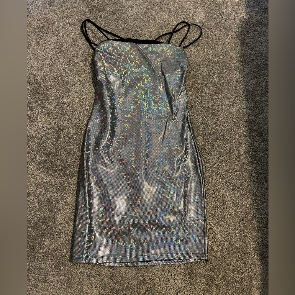 Lucy in the sky, xs, silver holographic dress